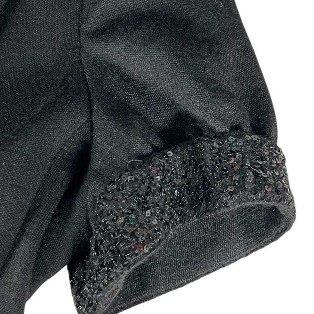 ISLI Black Sequin Sleeve Short-Sleeve Blazer Size 8 (100% Wool Blend) Vintage - Picture 12 of 13